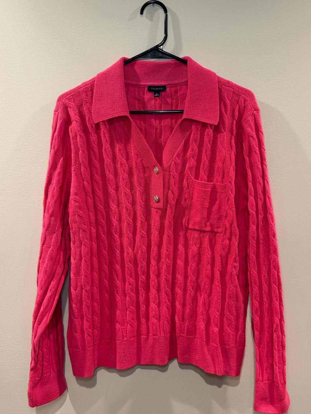 Talbots Bright Pink Cable-Knit Sweater